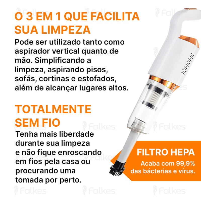 SwiftVac™ - Aspirador Vertical 3 em 1 Sem Fio - Bivolt